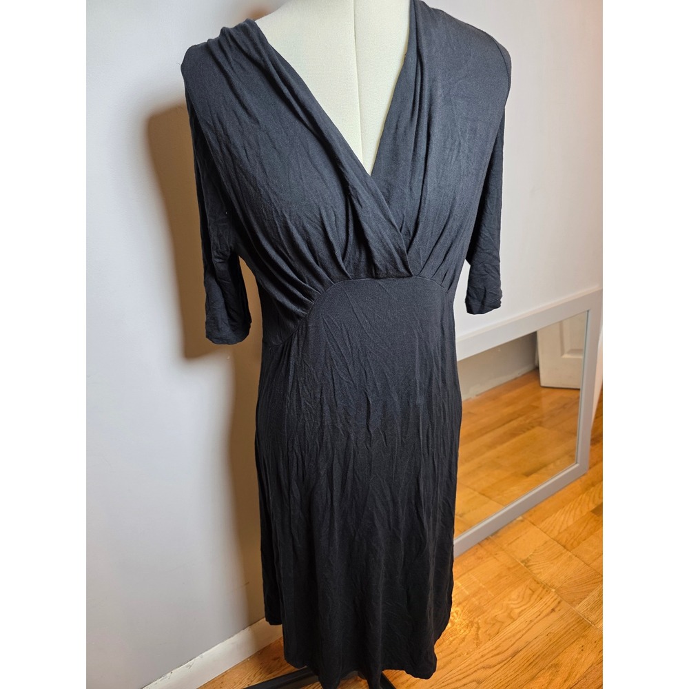 Liz Lange Maternity Target Black V-Neck Ruched Empire Waist Midi Dress Small S/P